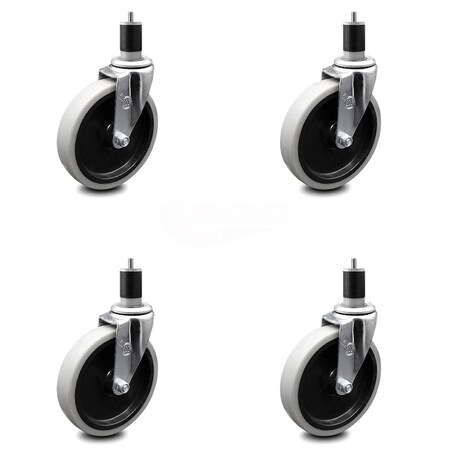 Service Caster 5 Inch Thermoplastic Rubber Wheel 1-7/8 Inch Expanding Stem Caster SCC, 4PK SCC-EX05S510-TPRS-178-4